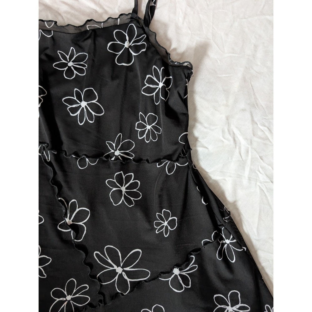 Wild Fable‎ Black Mesh Floral Dress Mini Spaghetti Strap Flirty Cottagecore S - Picture 4 of 5